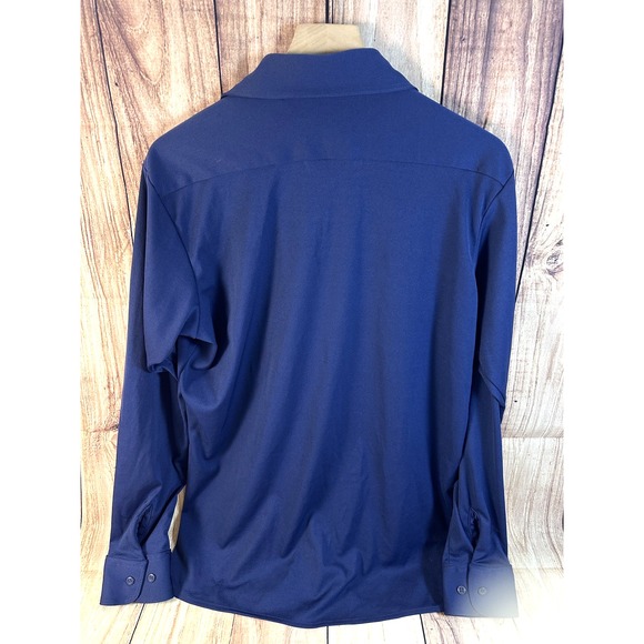 Van Heusen Mens Vintage Splendor Knit Poly Stretch  70's Disco  L/S‎ Navy LARGE - Picture 3 of 10